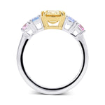 Fancy Deep Brownish Yellow Emerald Side-stone Diamond Ring