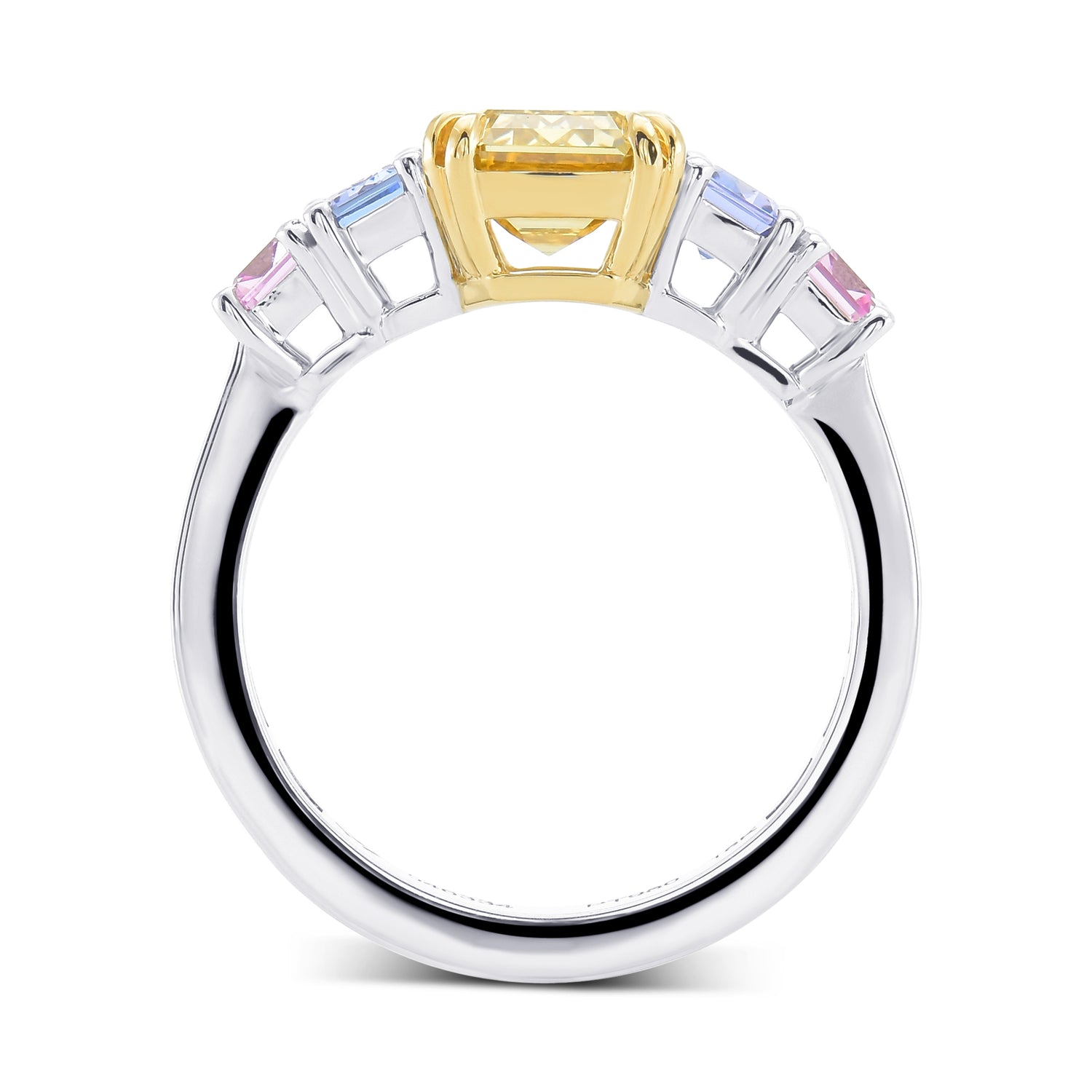 Fancy Deep Brownish Yellow Emerald Side-stone Diamond Ring