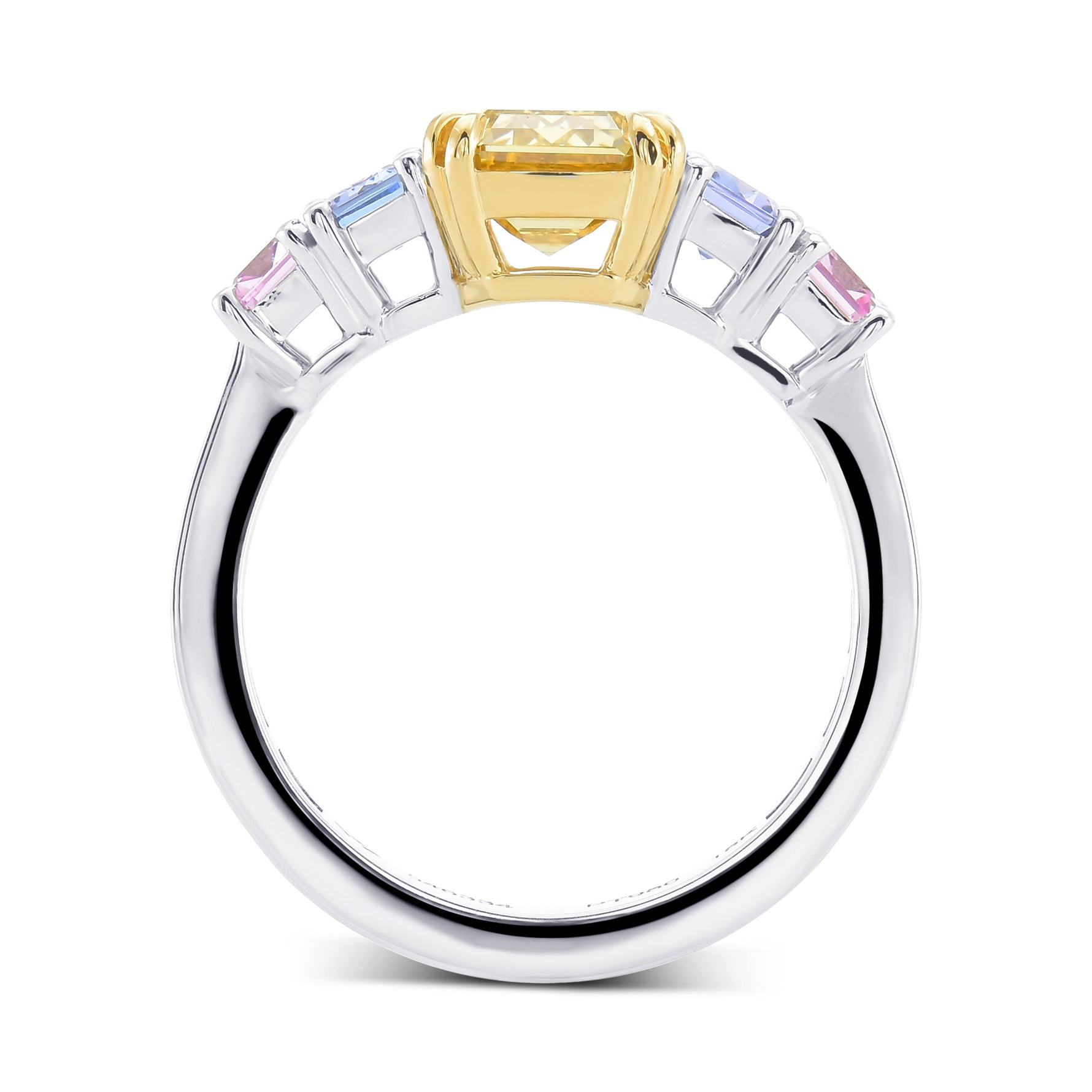 Fancy Deep Brownish Yellow Emerald Side-stone Diamond Ring