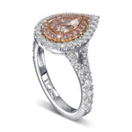 Fancy Brownish Pink Pear Halo Diamond Ring