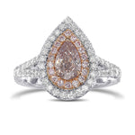 Fancy Brownish Pink Pear Halo Diamond Ring