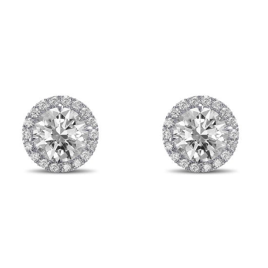 Round Brilliant Halo Diamond Earrings