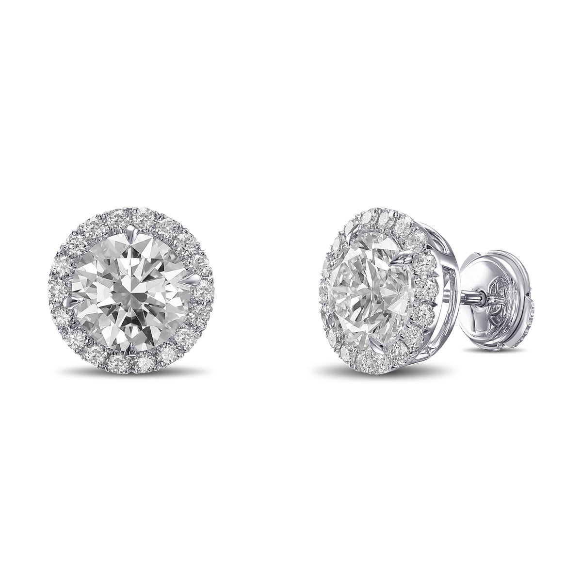 Round Brilliant Halo Diamond Earrings