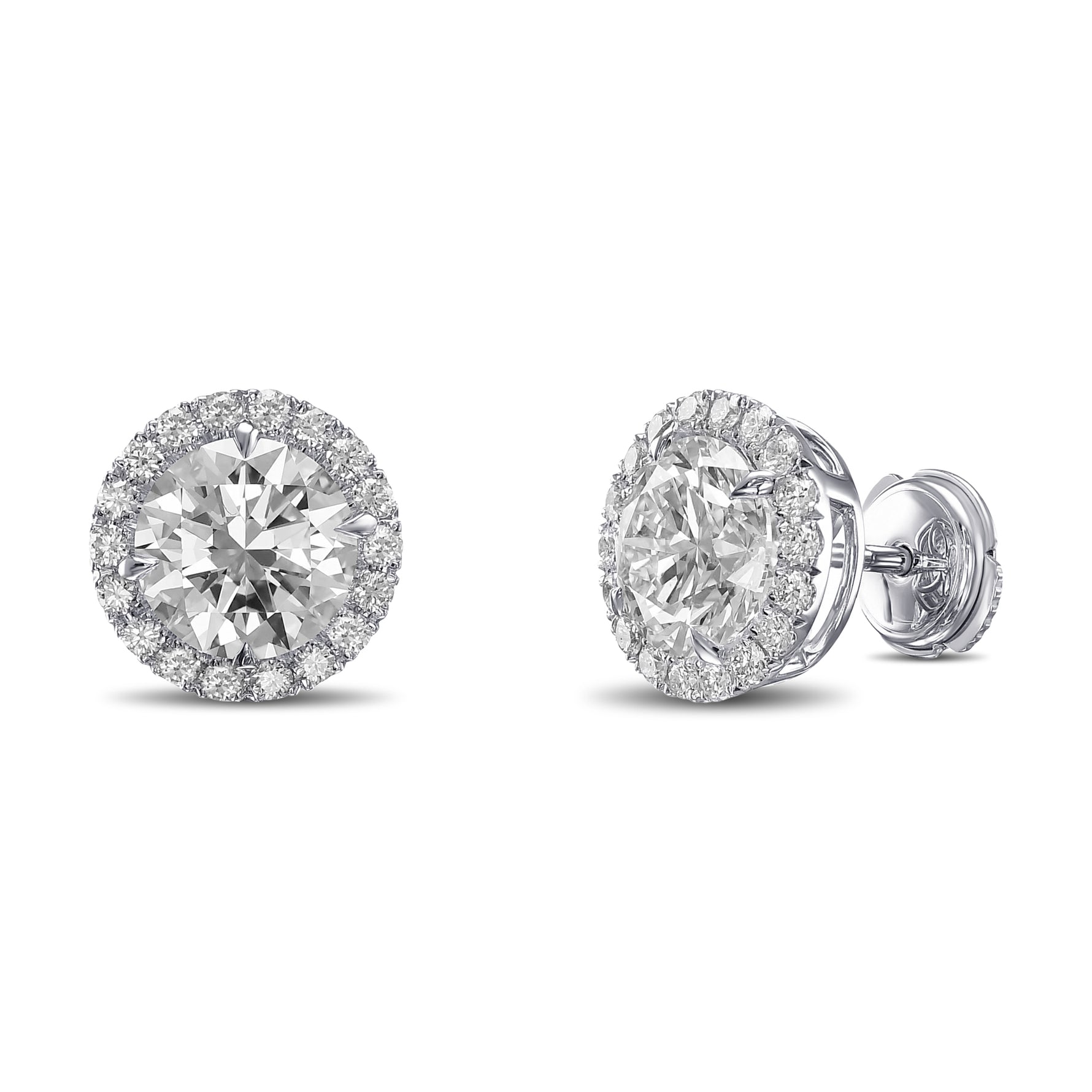 Round Brilliant Halo Diamond Earrings