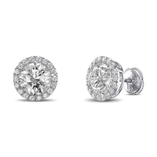 Round Brilliant Halo Diamond Earrings