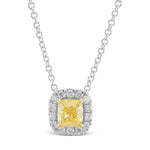 Fancy Yellow Cushion Diamond Halo Pendant