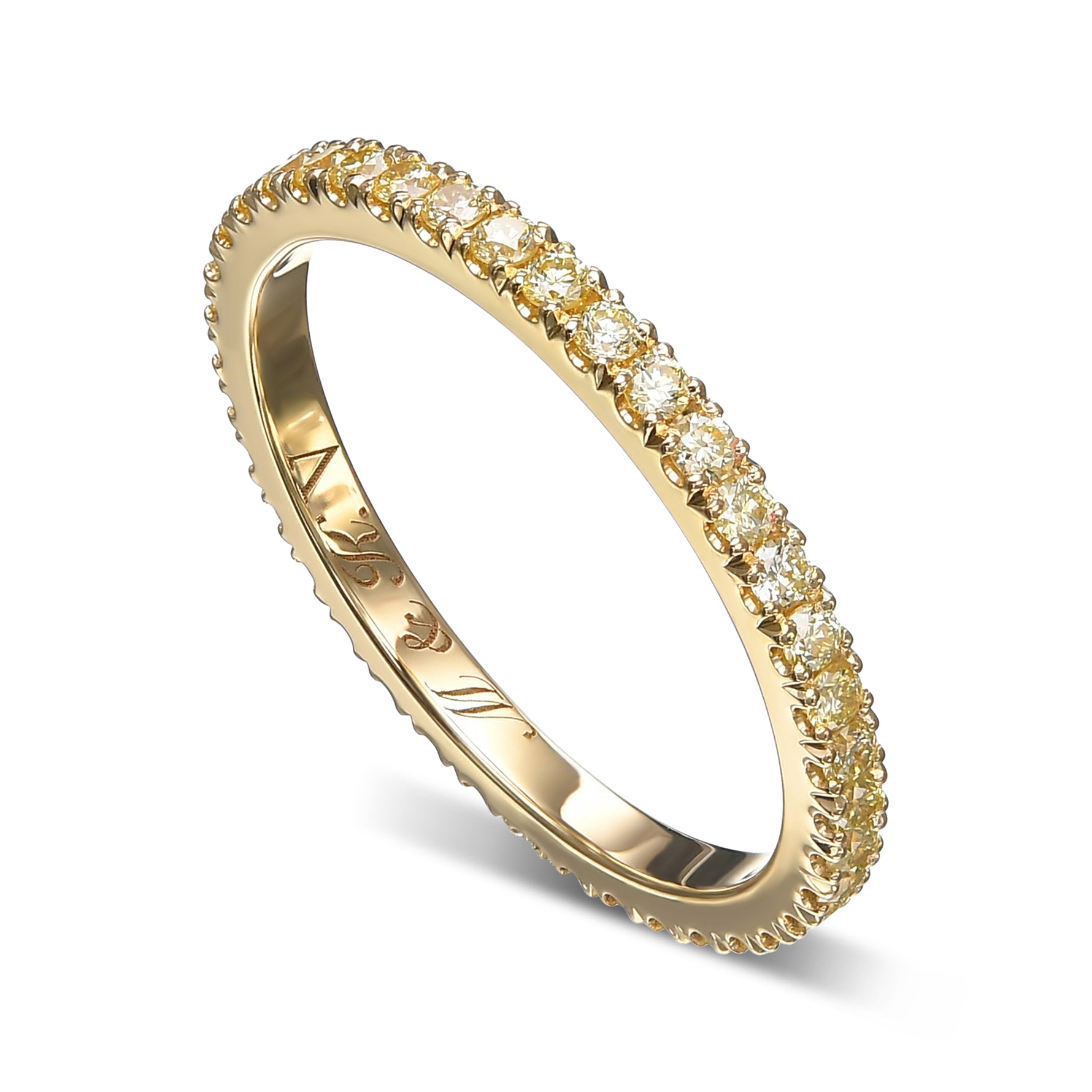 Light Yellow Diamond Full Eternity Wedding Band