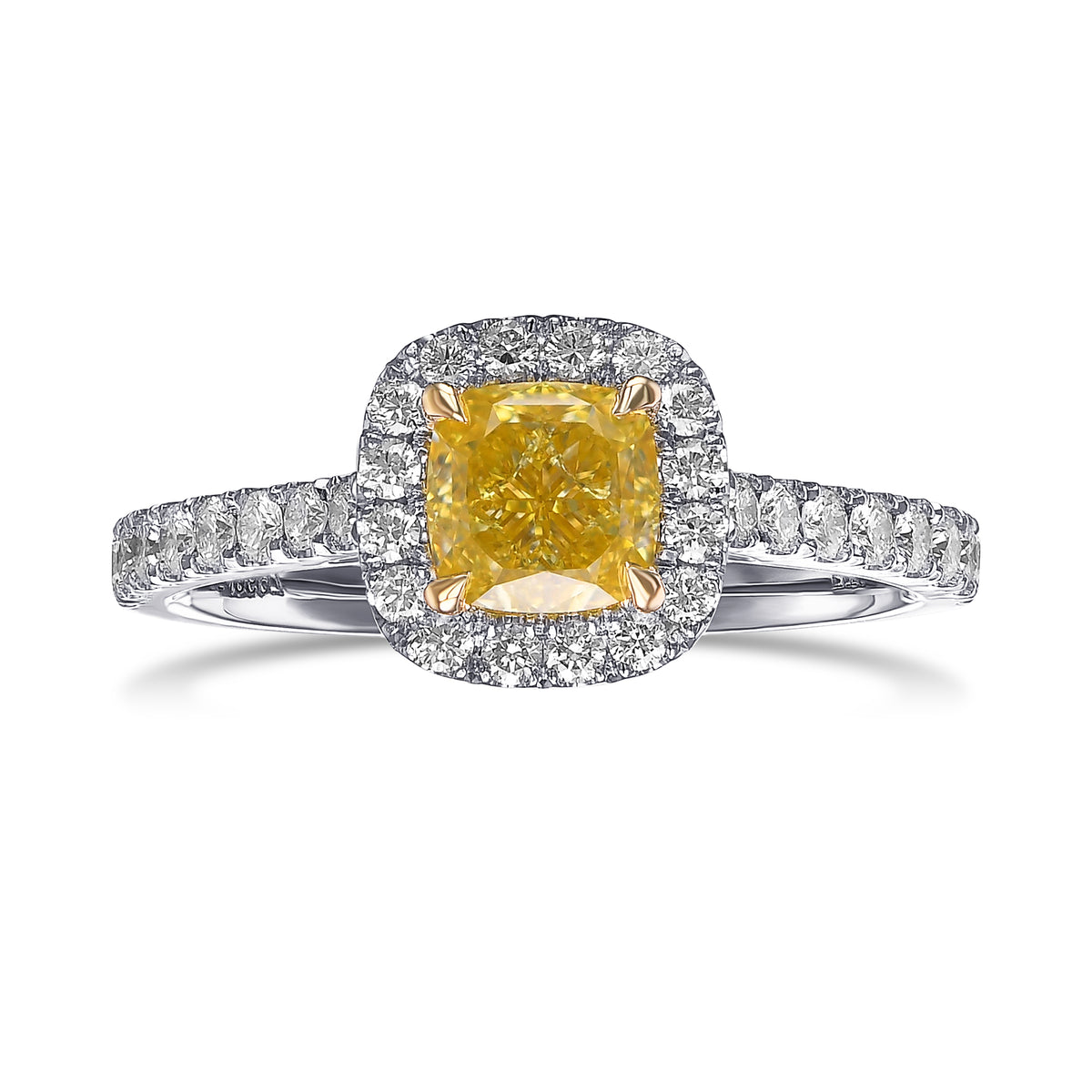 Fancy Intense Yellow Cushion Halo Diamond Ring