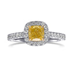 Fancy Intense Yellow Cushion Halo Diamond Ring