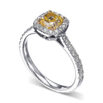 Fancy Intense Yellow Cushion Halo Diamond Ring