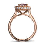 Round Red Ruby Halo Ring