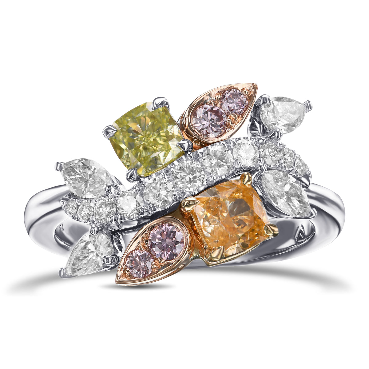 Multi-Color Diamond Cluster Couture Ring