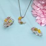 Multi-Color Diamond Cluster Couture Ring