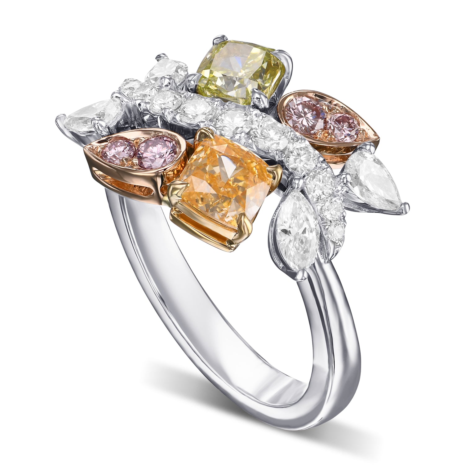 Multi-Color Diamond Cluster Couture Ring