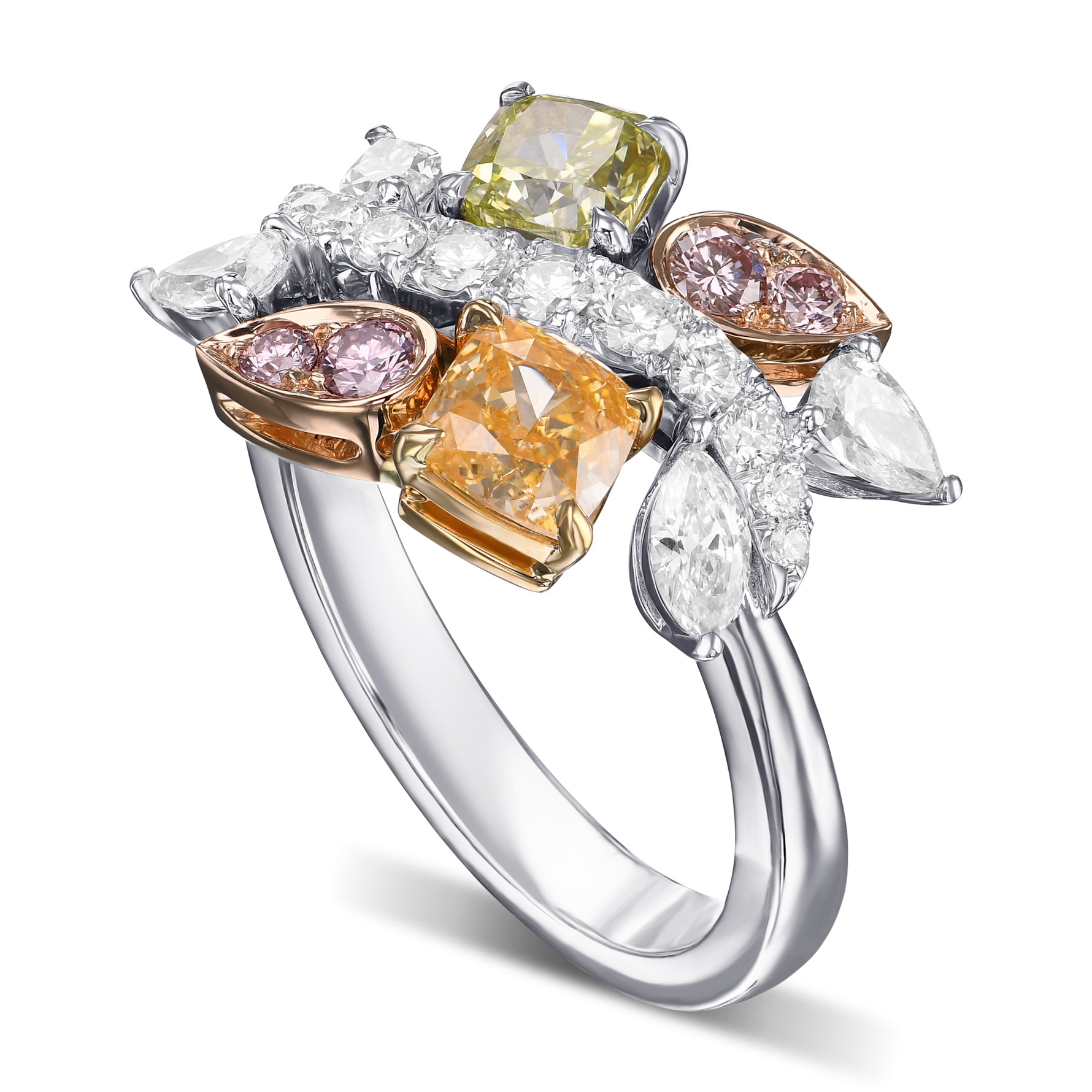 Multi-Color Diamond Cluster Couture Ring