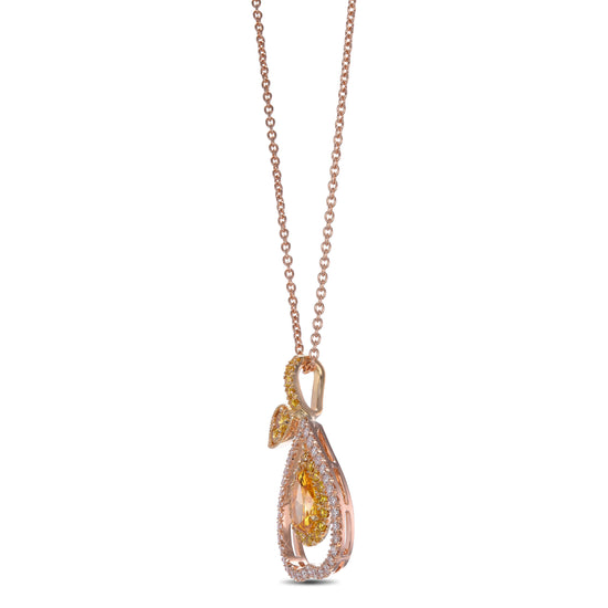 Fancy Vivid Yellow Orange Pear Diamond Pendant 