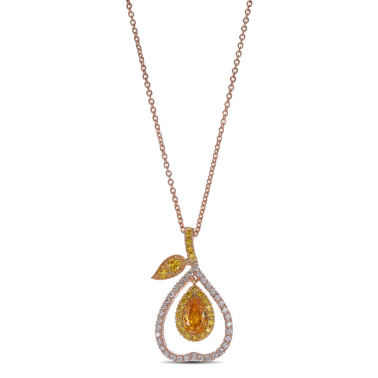 Fancy Vivid Yellow Orange Pear Diamond Pendant 