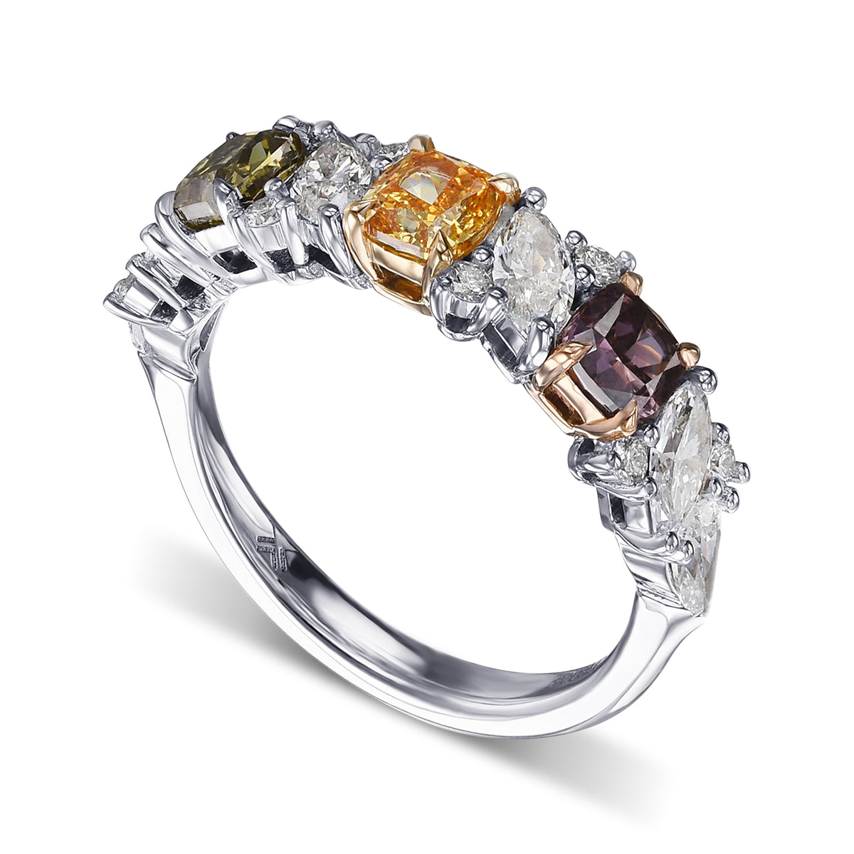 Multicolor Extraordinary Diamond Cluster Ring