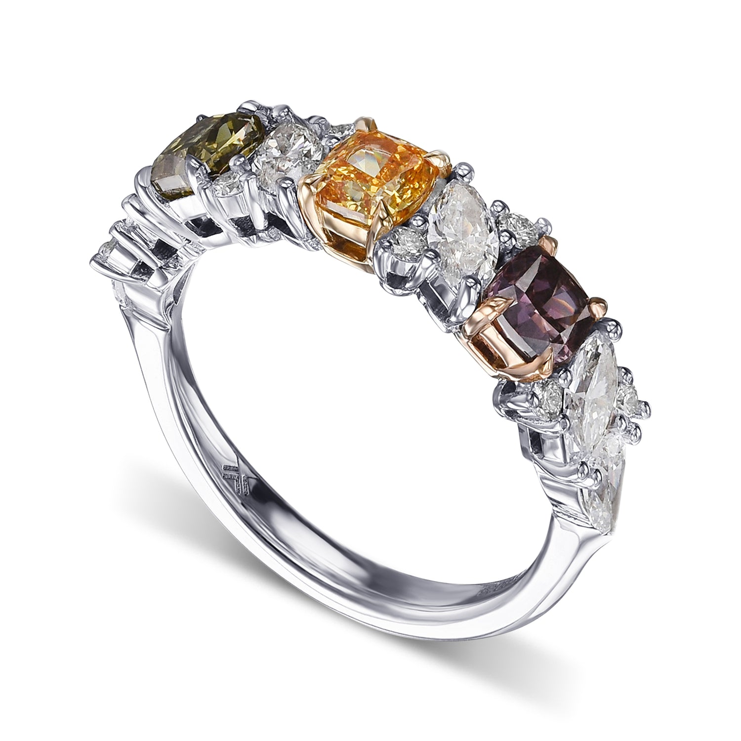 Multicolor Extraordinary Diamond Cluster Ring