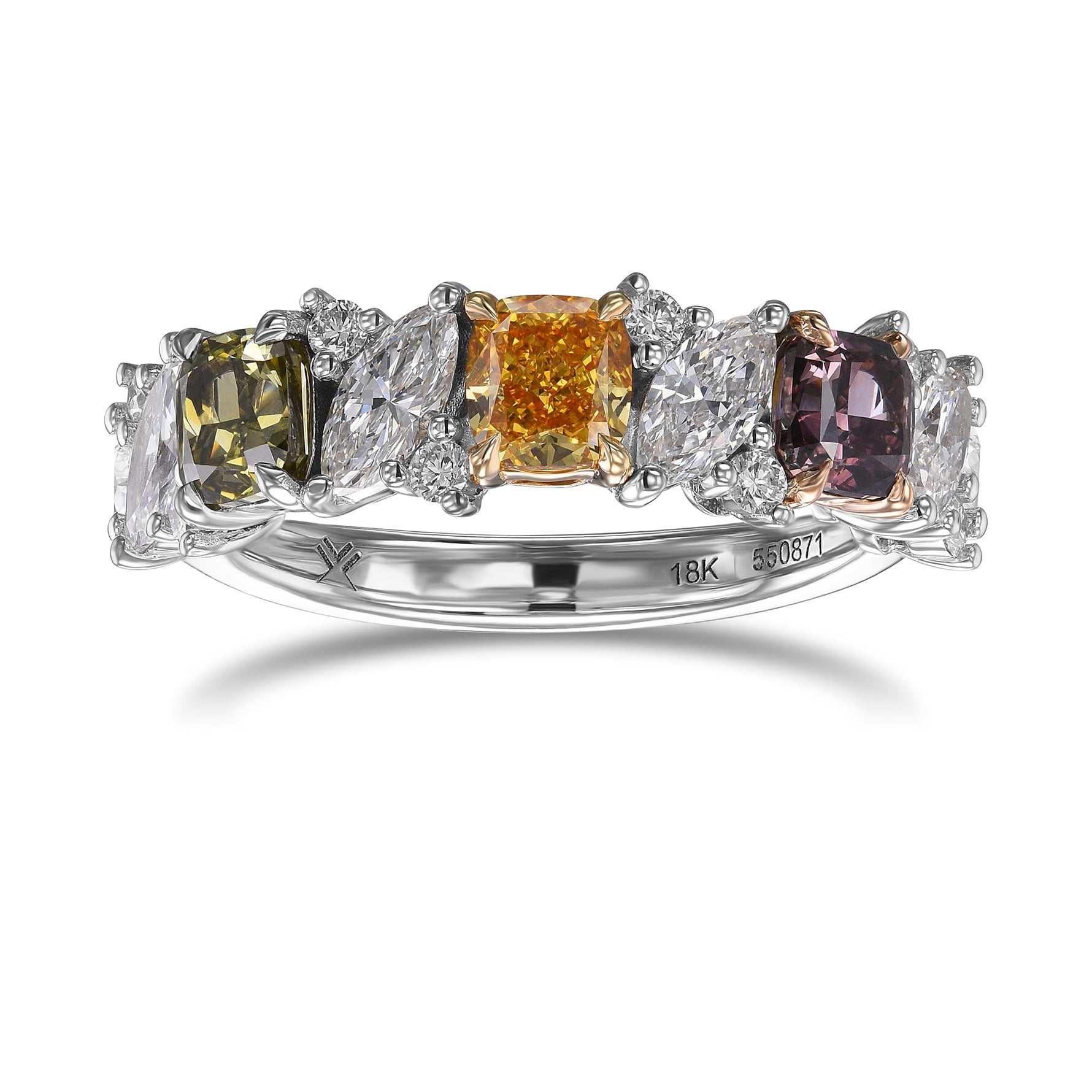 Multicolor Extraordinary Diamond Cluster Ring