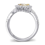 Fancy Yellow Oval 2 Stones Diamond Ring