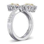 Fancy Yellow Oval 2 Stones Diamond Ring
