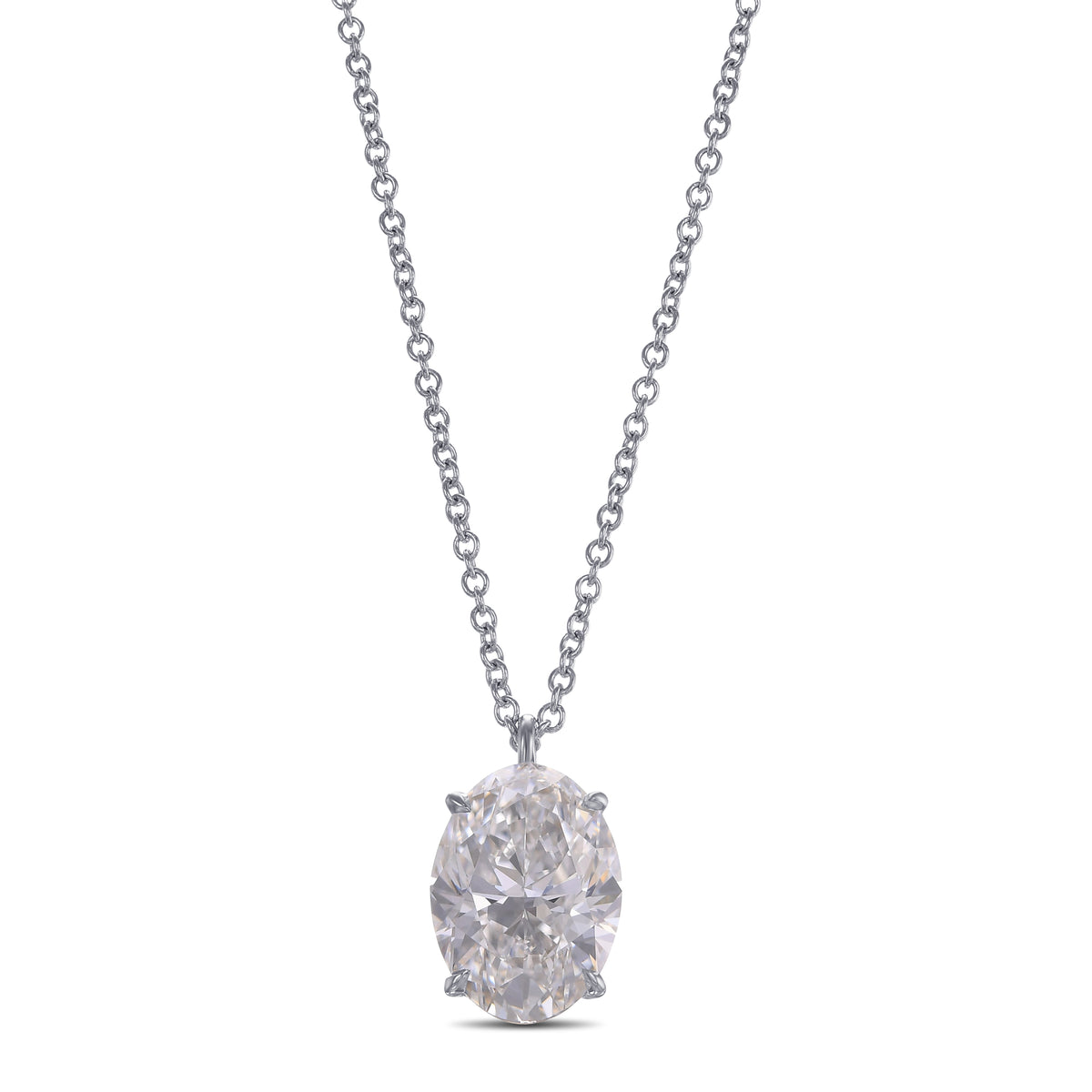 Oval Solitaire Diamond Pendant