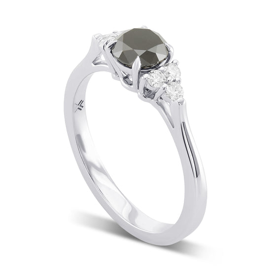 Fancy Black Round Diamond Accent Ring
