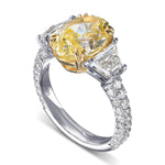 Fancy Yellow Oval 3 Stone Diamond Ring