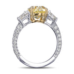 Fancy Yellow Oval 3 Stone Diamond Ring
