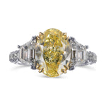 Fancy Yellow Oval 3 Stone Diamond Ring
