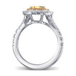 Fancy Vivid Yellow Orange Pear Double Halo Diamond Ring