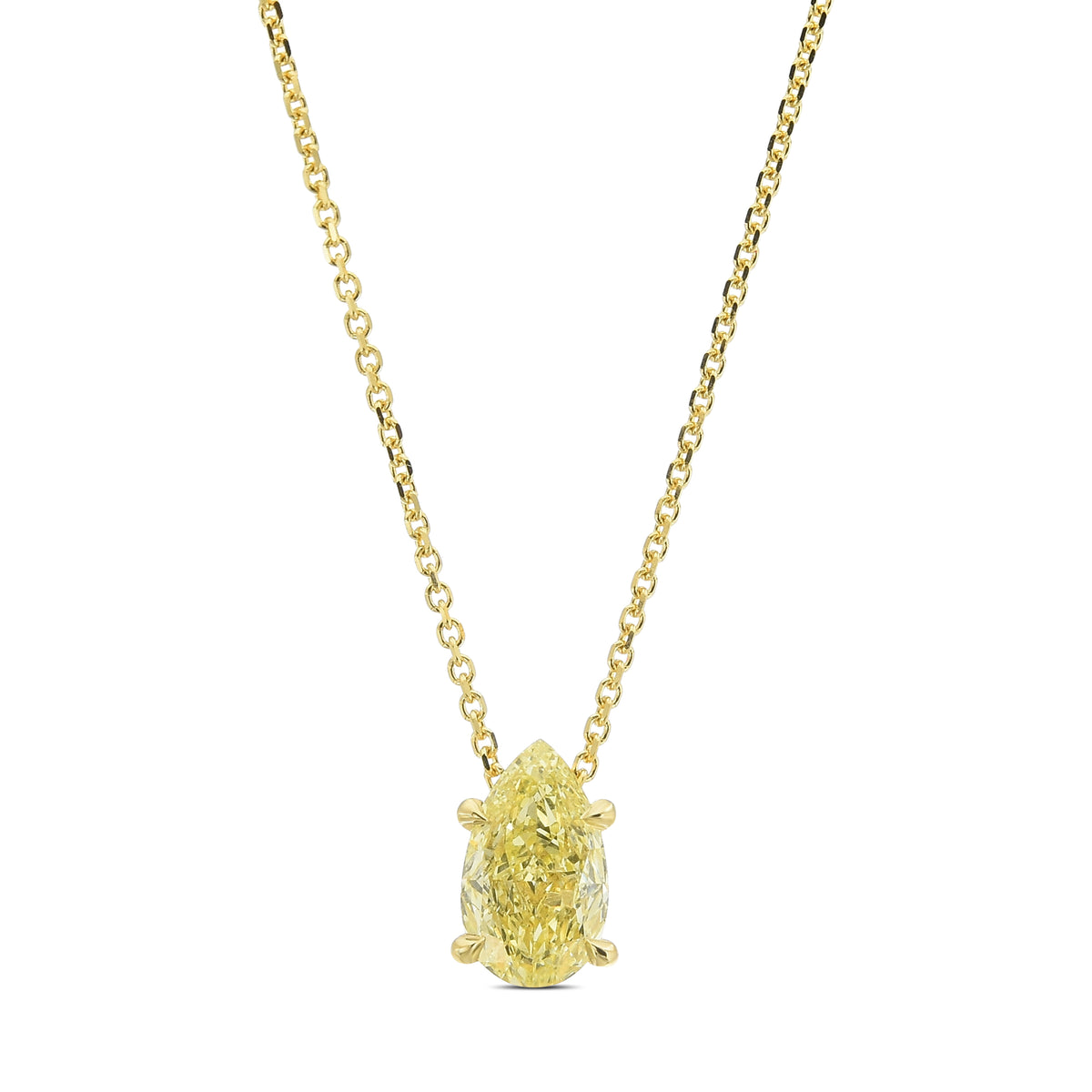 Fancy Yellow Pear Solitaire Diamond Pendant