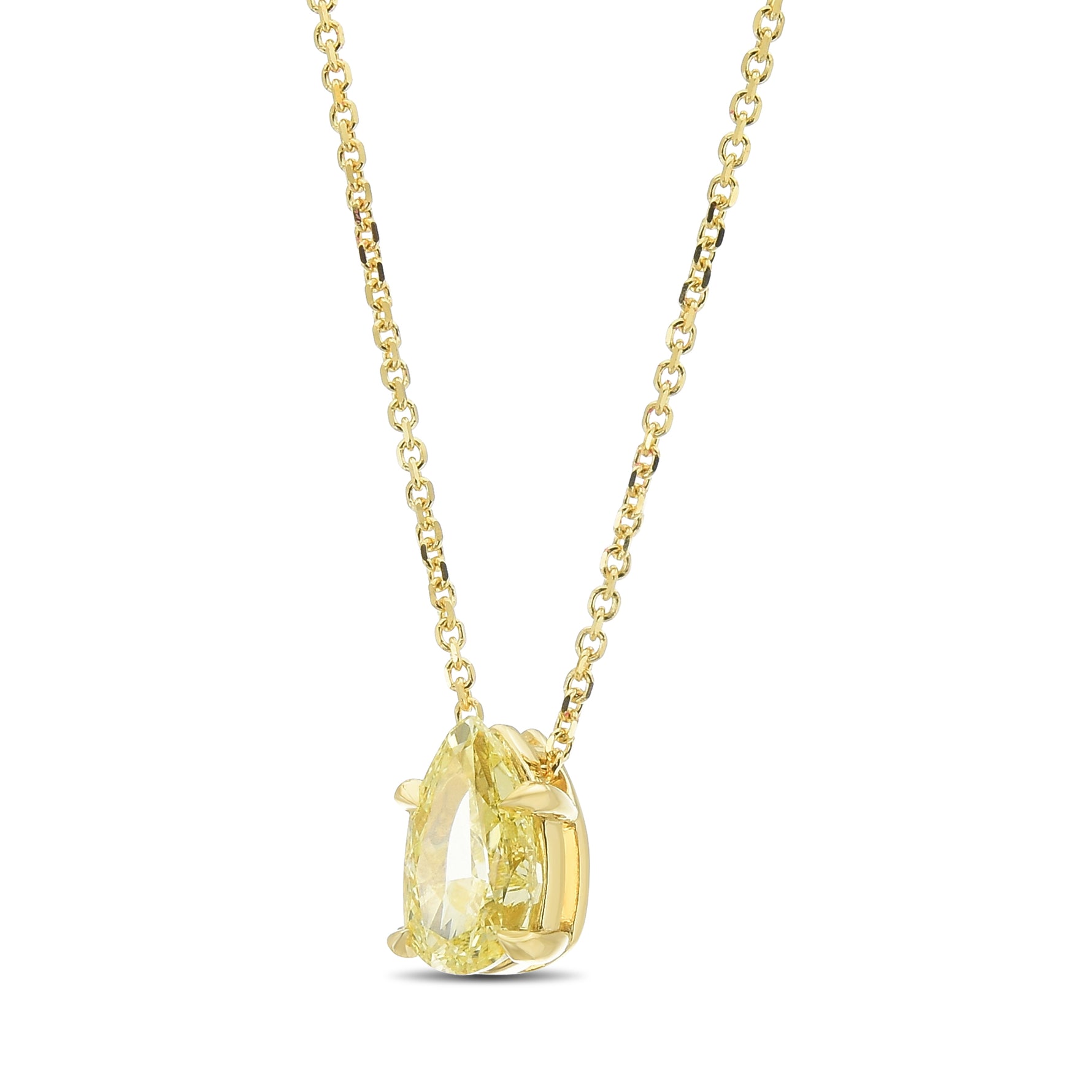 Fancy Yellow Pear Solitaire Diamond Pendant