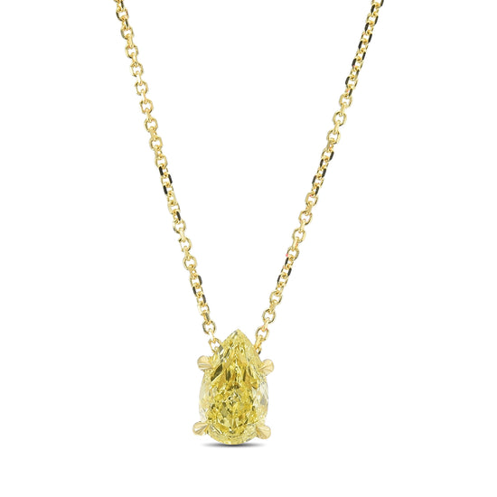 Fancy Yellow Pear Solitaire Diamond Pendant