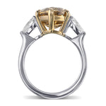 Fancy Deep Brown Yellow Pear 3 Stone Diamond Ring