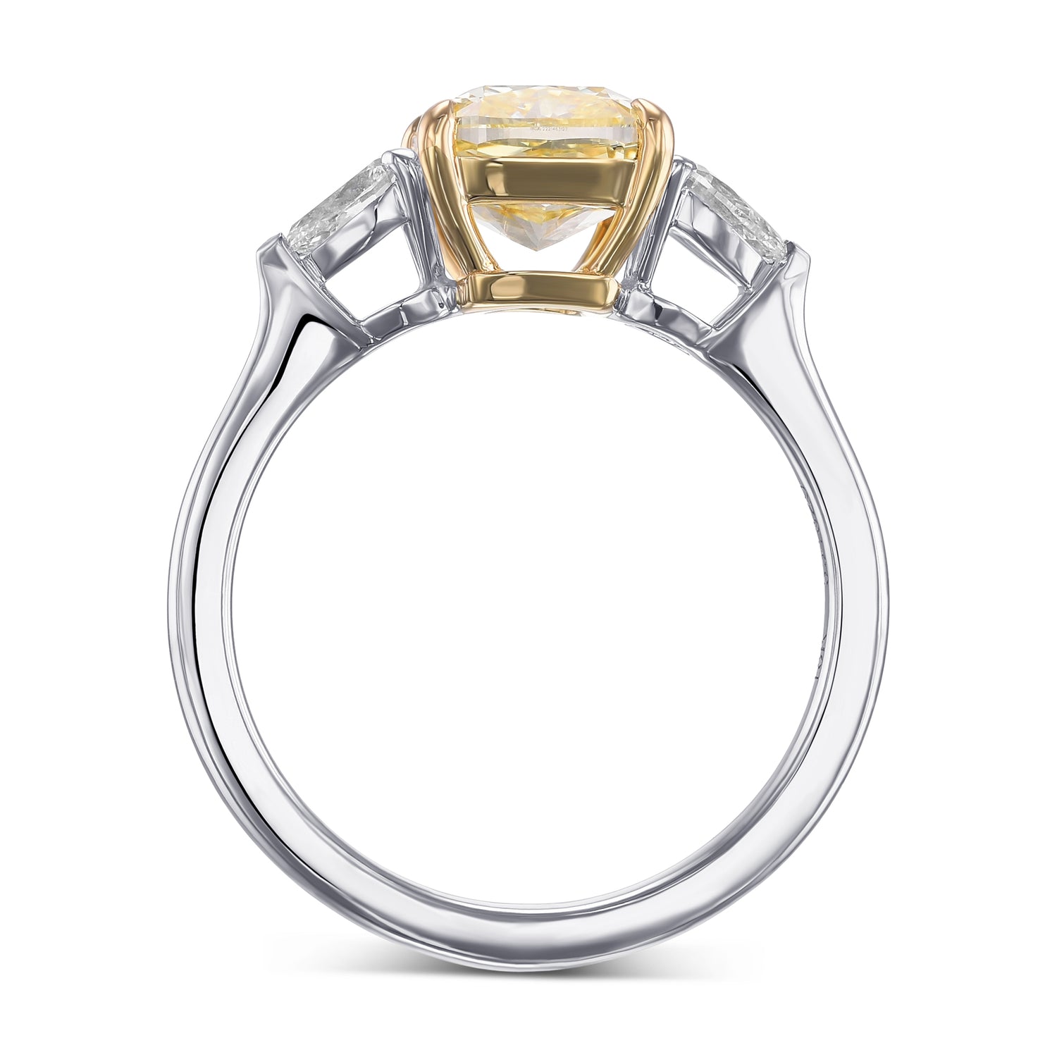 Fancy Yellow Cushion 3 Stone Diamond Ring