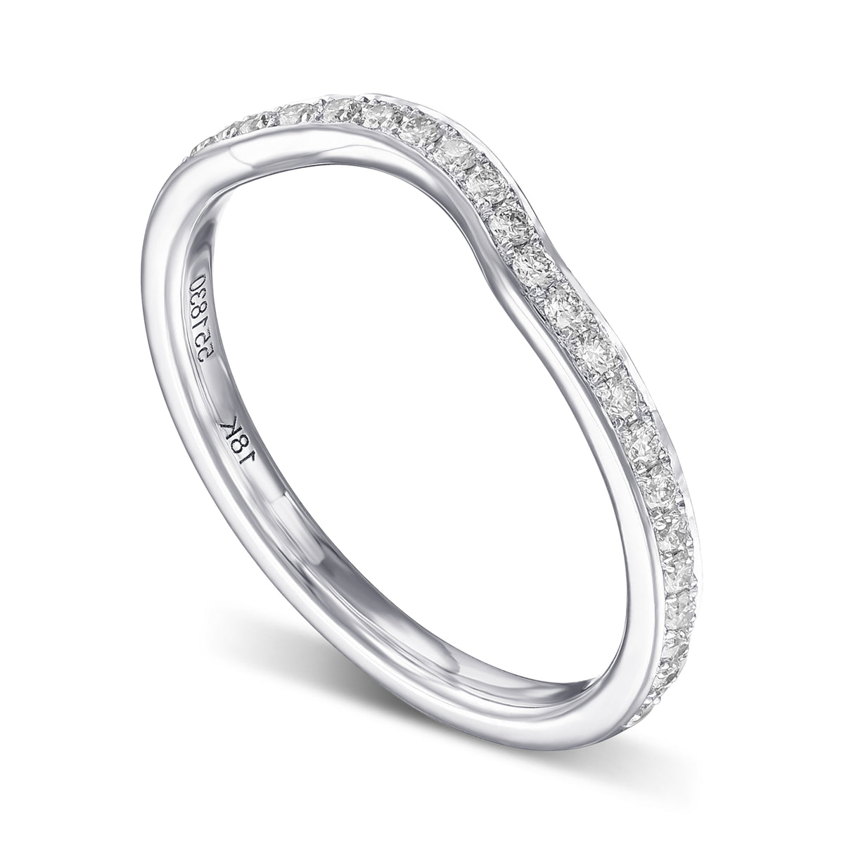  Closed-Pave Half Eternity Contoured Diamond Wedding Band 