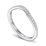  Closed-Pave Half Eternity Contoured Diamond Wedding Band 