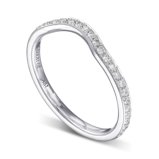  Closed-Pave Half Eternity Contoured Diamond Wedding Band 