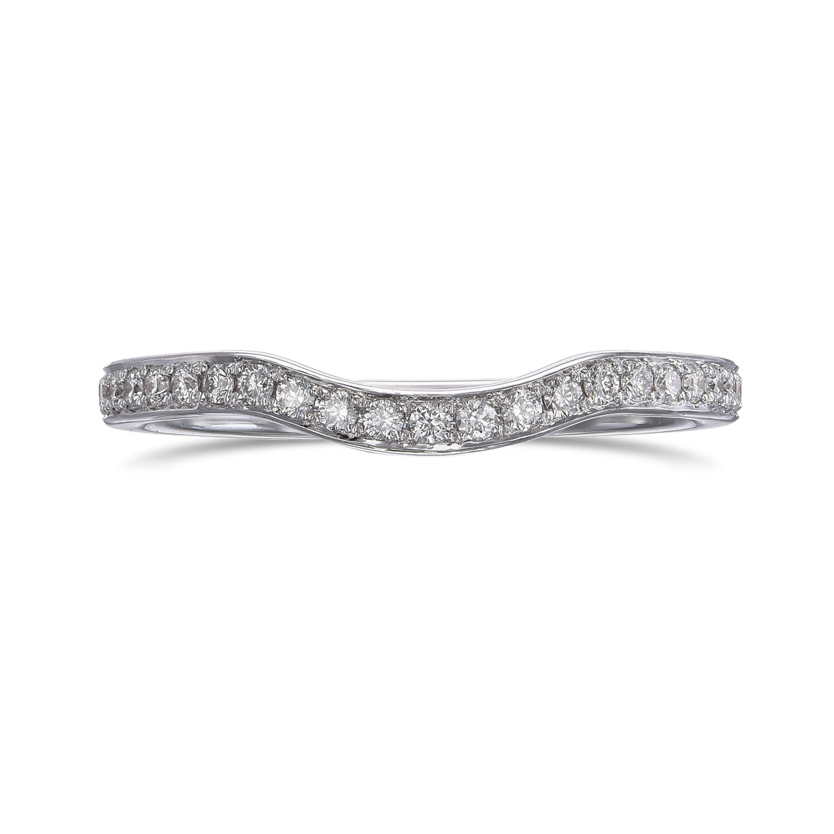  Closed-Pave Half Eternity Contoured Diamond Wedding Band 