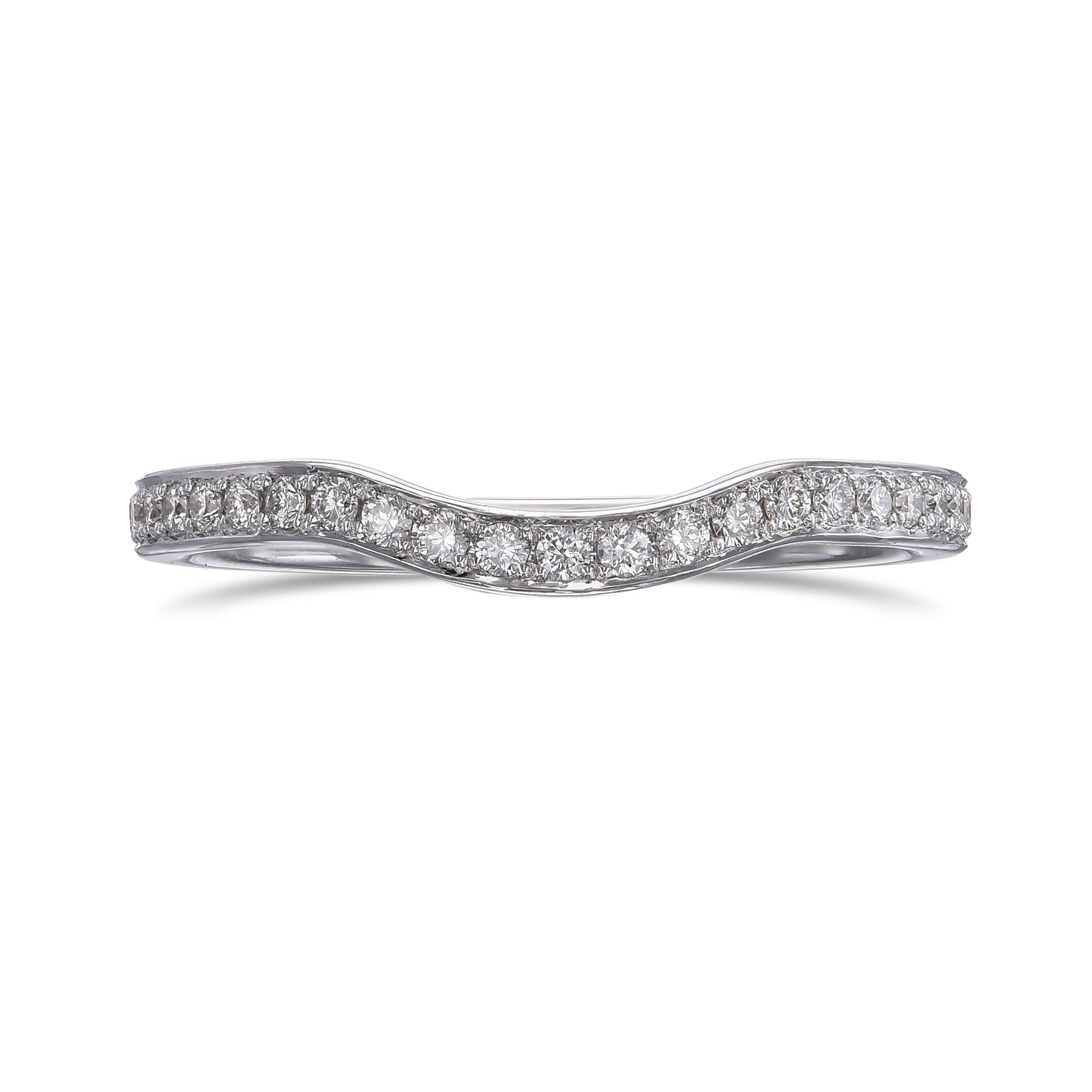  Closed-Pave Half Eternity Contoured Diamond Wedding Band 