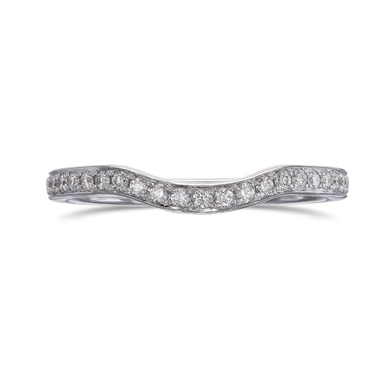  Closed-Pave Half Eternity Contoured Diamond Wedding Band 