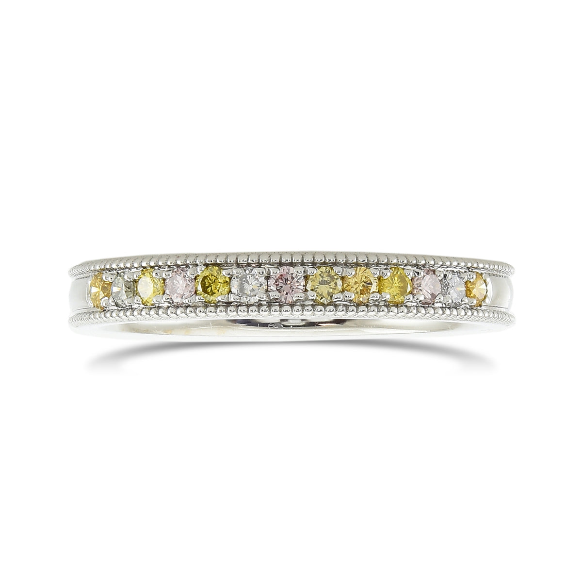 Milgrain Multicolored Diamond Stackable Band Ring