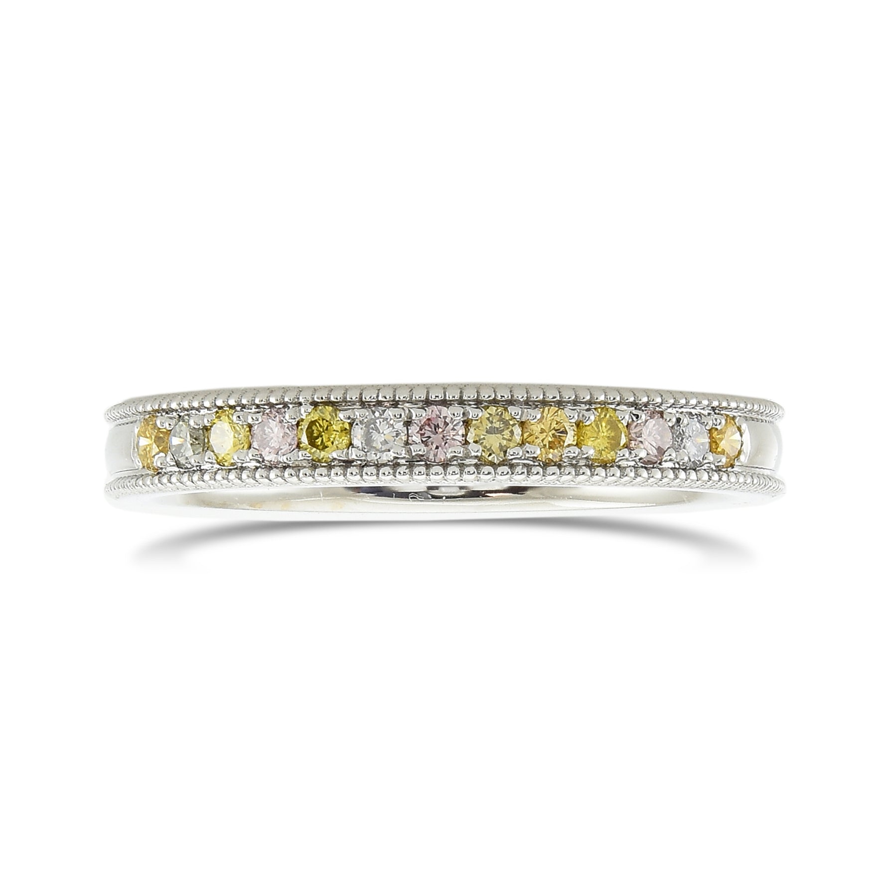 Milgrain Multicolored Diamond Stackable Band Ring