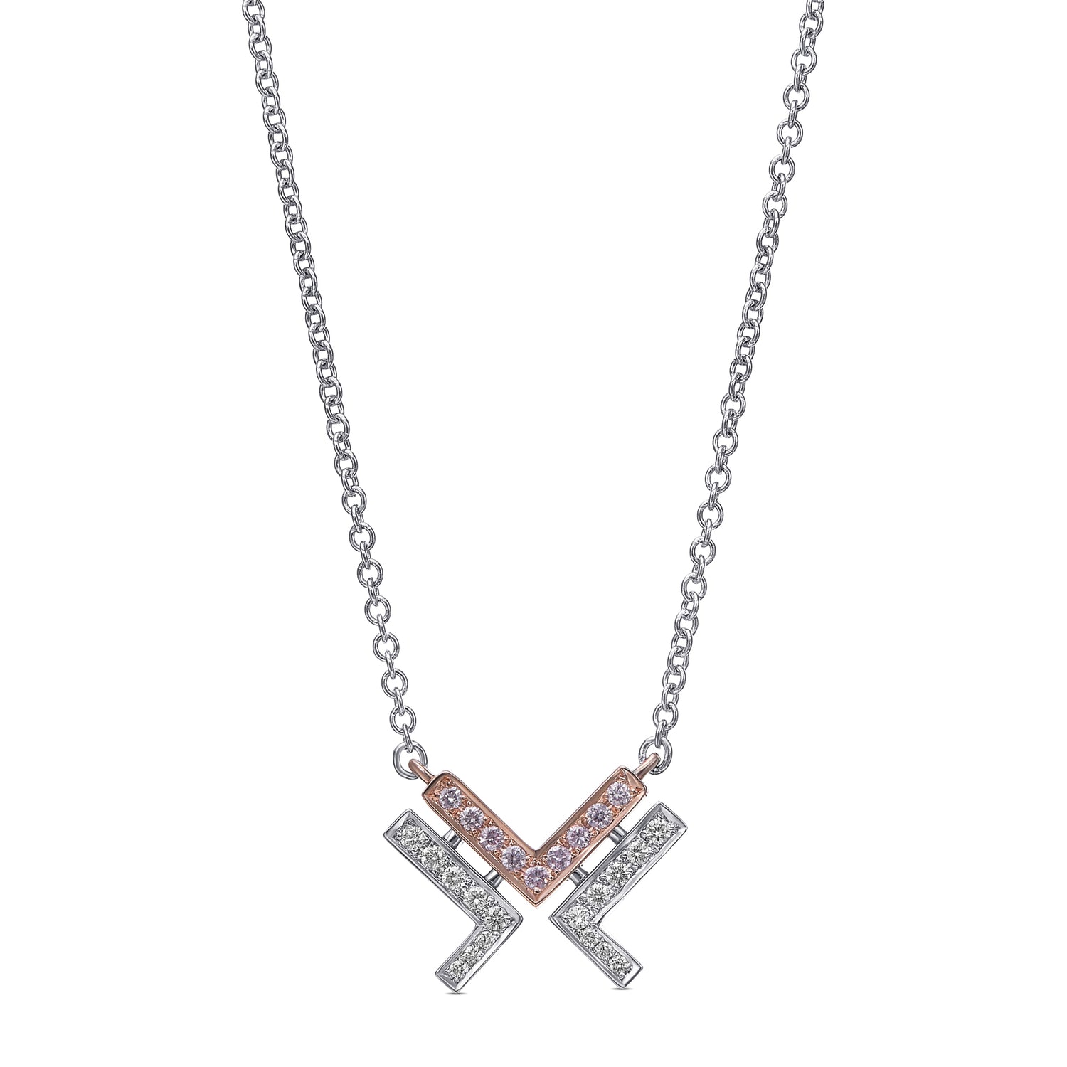 Fancy Pink and White Diamond Leibish Logo Pave Pendant