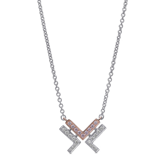 Fancy Pink and White Diamond Leibish Logo Pave Pendant