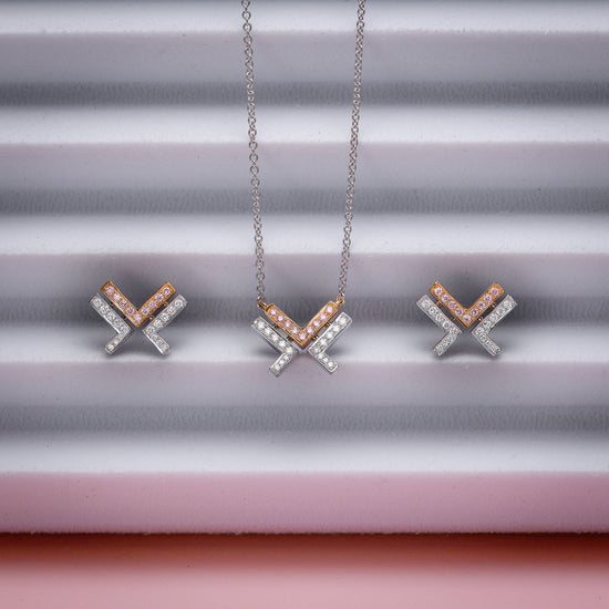 Fancy Pink and White Diamond Leibish Logo Pave Pendant