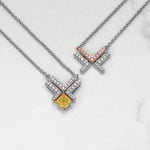 Fancy Pink and White Diamond Leibish Logo Pave Pendant