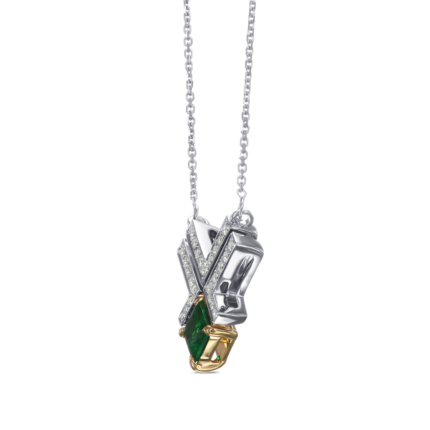  Green Emerald Leibish Logo Pave Pendant